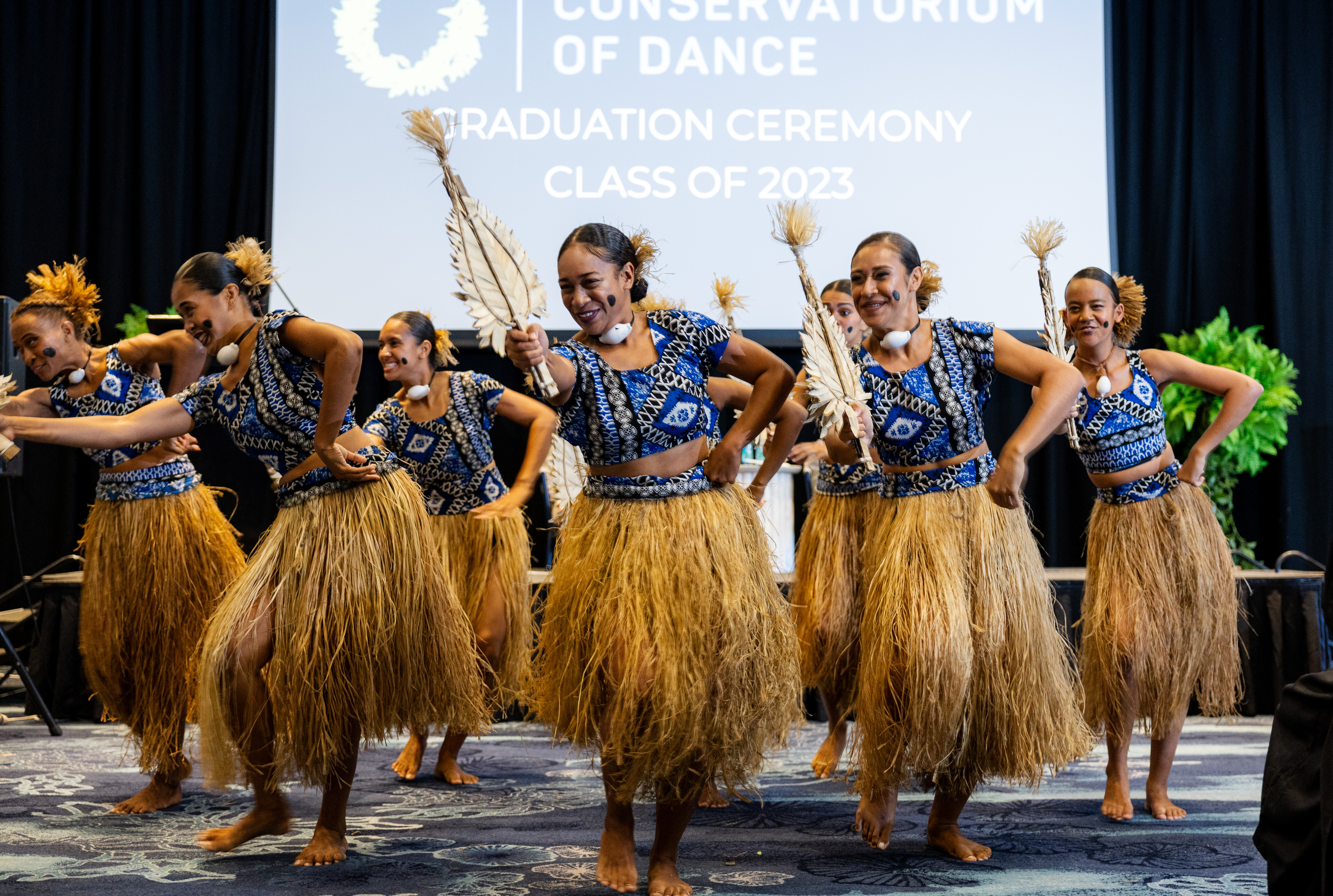 Bringing the Mana VOU Dance company performing a Fijian meke (dance) during the graduation ceremony.