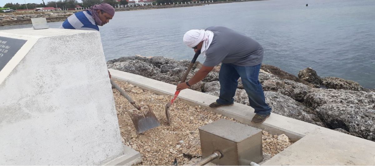 The technical team in Tonga repaired the tide gauge station conduits at Vuna Wharf, Nuku’alofa, damaged during TC Harold in April.JPG