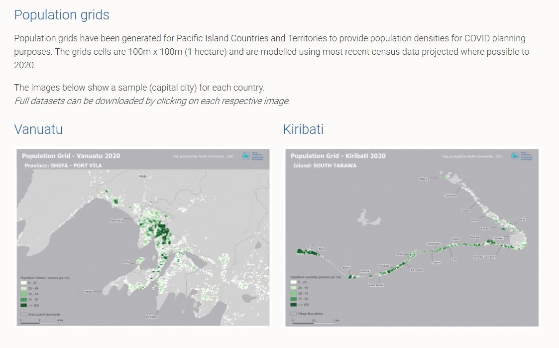 Population grids for Vanuatu and Kiribati