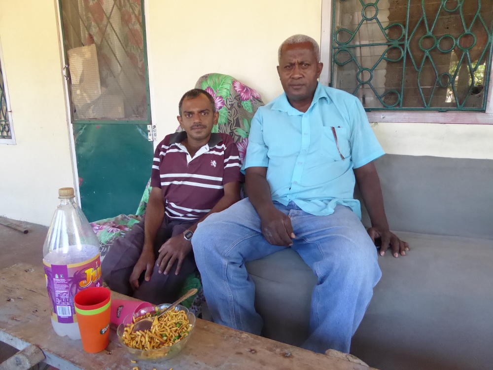 Mohammed Aniz, Leader Farmer (left) and Sailosi Navukoro, FSC Sector Team Leader in Malolo, during the monitoring visit