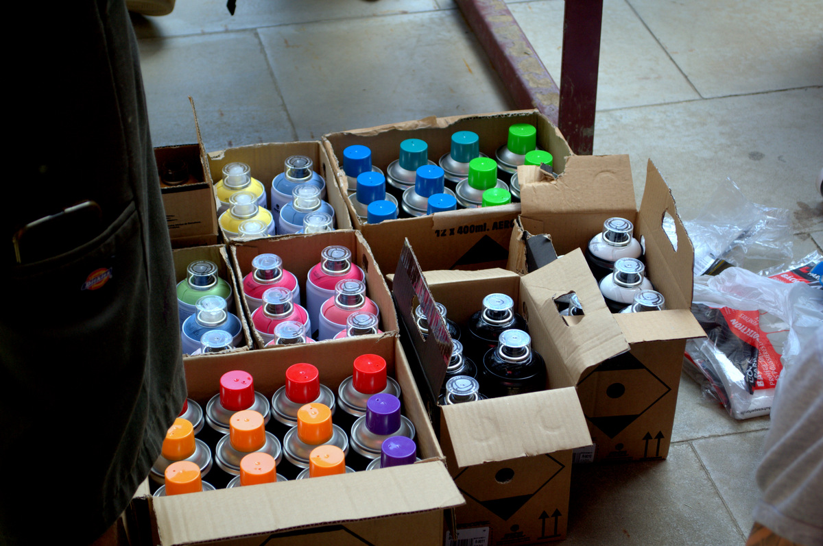 spray-paint cans