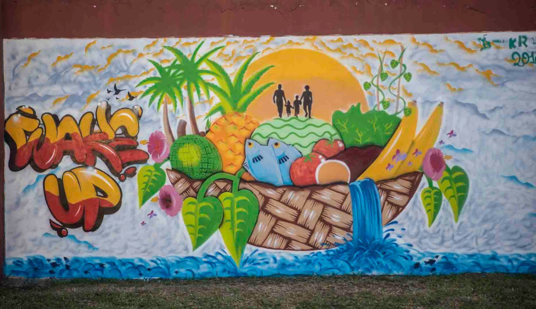 L'île santé - fresque réalisée par les jeunes du Vanuatu
