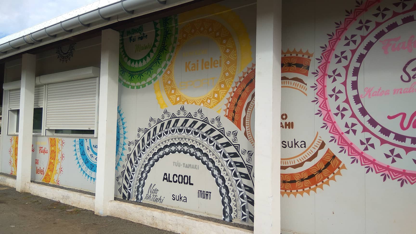 Tapa - fresque réalisée par les jeunes de Wallis et Futuna