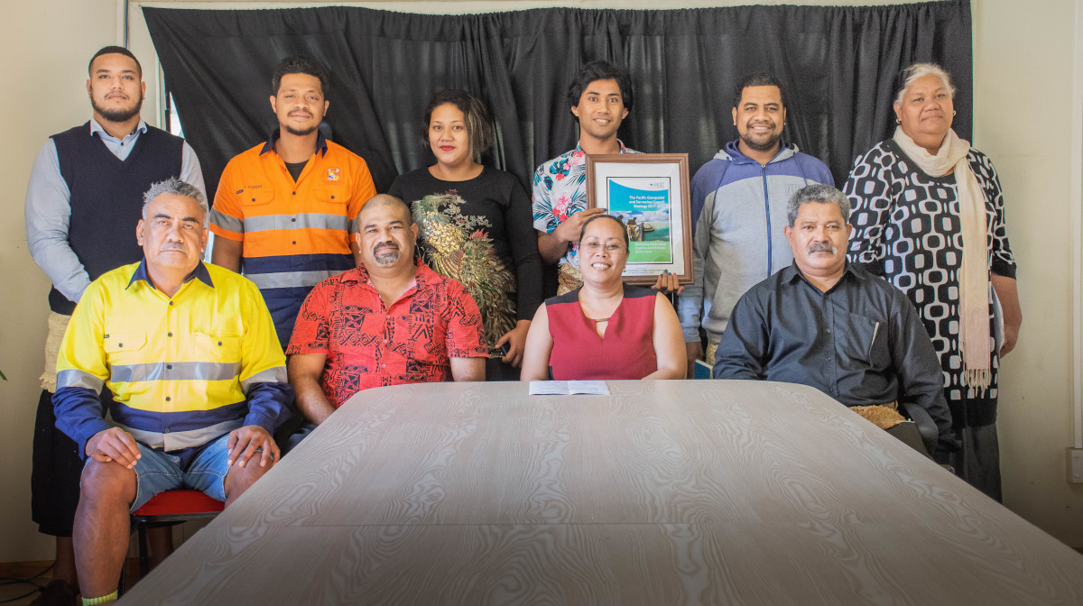 The delegation from Tonga connected online. PGSC Chair, Ms Rosamond Bing (front row, 2nd right) is the CEO for the Ministry of Lands & Natural Resources