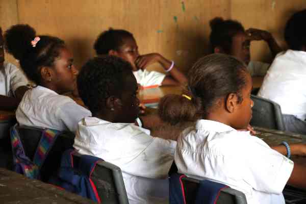 Vanuatu children sitting in the classroom