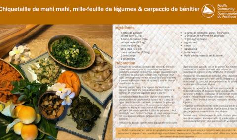 Chiquetaille de mahi mahi, mille-feuille de légumes & carpaccio de bénitier	