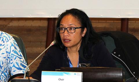 Peleni Talagi, Niue’s Acting Secretary of Government, Chairing CRGA48, 2018