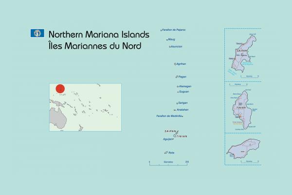 Carte des îles Mariannes du Nord